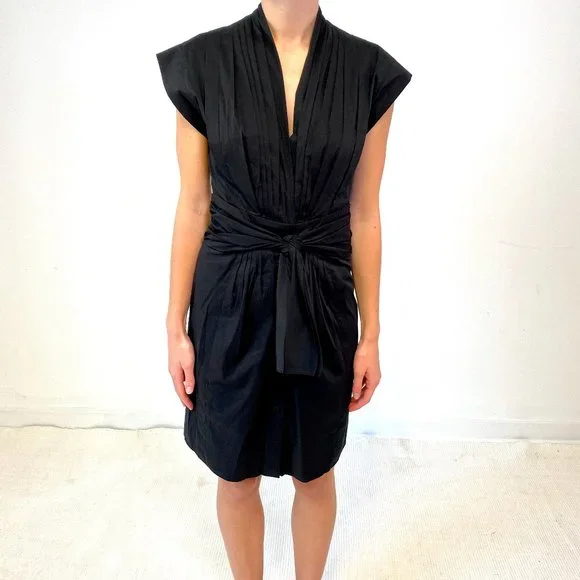 Anthropologie Dress BCBGMaxAzria 0 Kimono Wrap Belt Mini Black - Picture 2 of 11